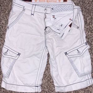 Whit & Navy Blue Rock Revival Cargo Shorts